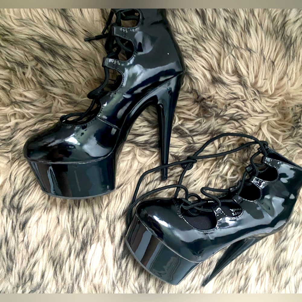Platform lace up heels